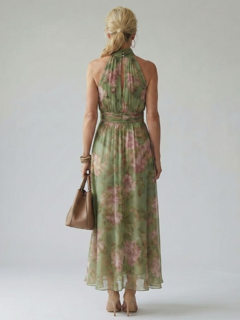 Mirelle | Gathered Halter Midi-Kleid
