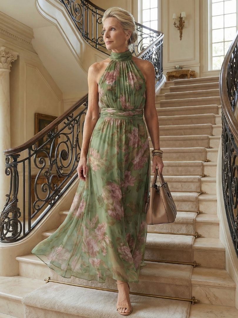 Mirelle | Gathered Halter Midi-Kleid