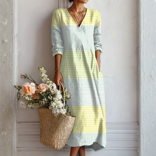 Ursi™ | Boho-Kleid in Pastellgelb mit Streifen
