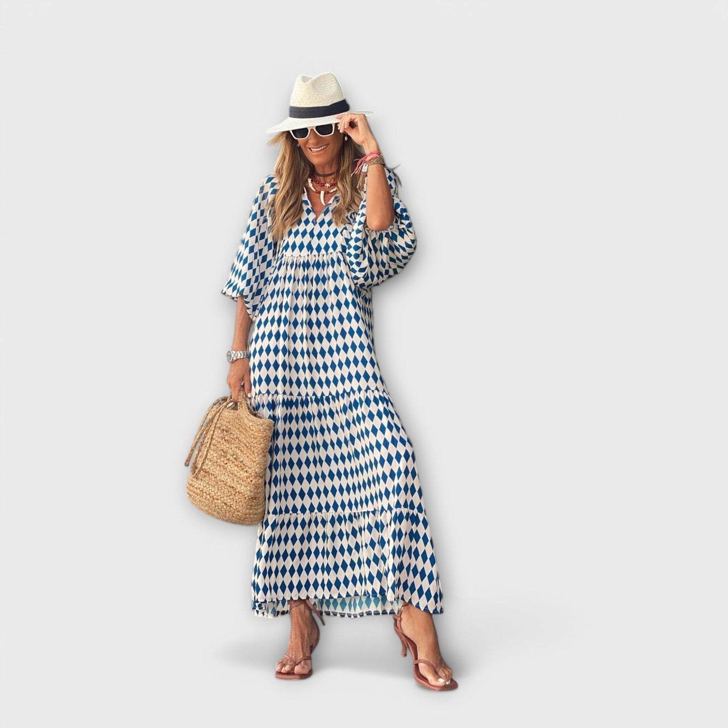 Elegantes Geometrisches Maxikleid