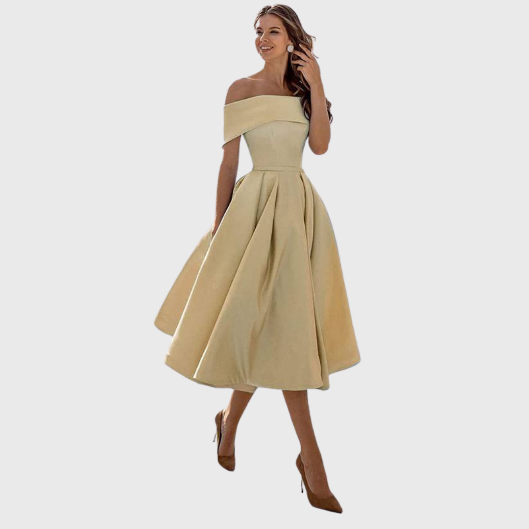 Romy - Schickes Off-the-Shoulder Drapiertes Maxikleid