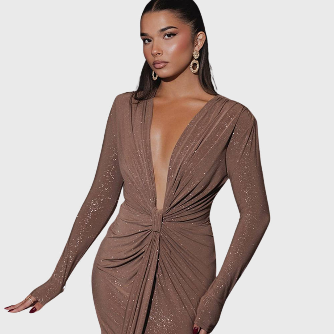 Thea - Maxikleid mit tiefem V-Ausschnitt