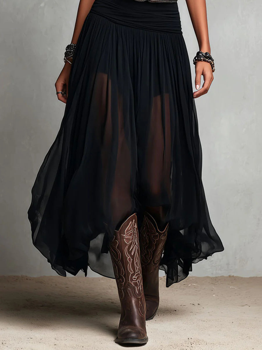Sigrid™ | Elegantes Boho-Maxikleid mit Tüllrock und Zipfelsaum