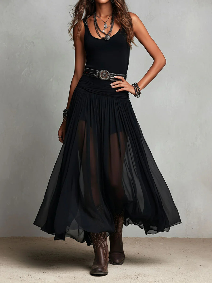 Sigrid™ | Elegantes Boho-Maxikleid mit Tüllrock und Zipfelsaum