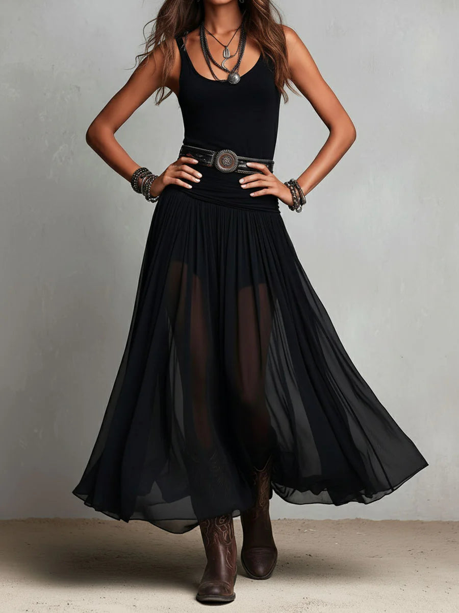 Sigrid™ | Elegantes Boho-Maxikleid mit Tüllrock und Zipfelsaum