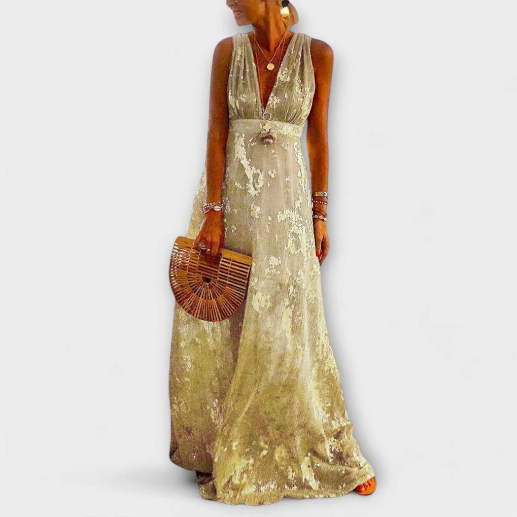 Fliessendes Kleid mit V-Ausschnitt und Pailletten-Details