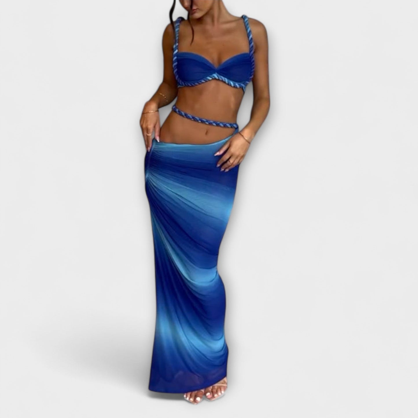 Jane - Schickes Gradient Zopf Crop Top & Overskirt Duo