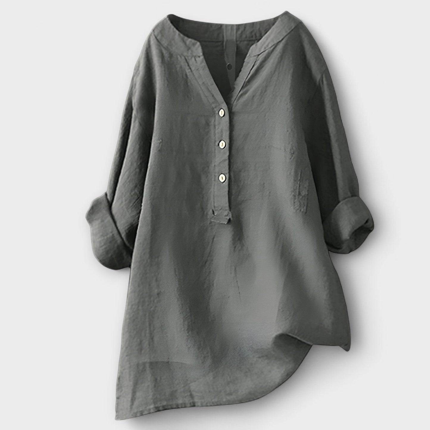 Rosmarie™ | Leinenbluse mit V-Ausschnitt und Knopfleiste