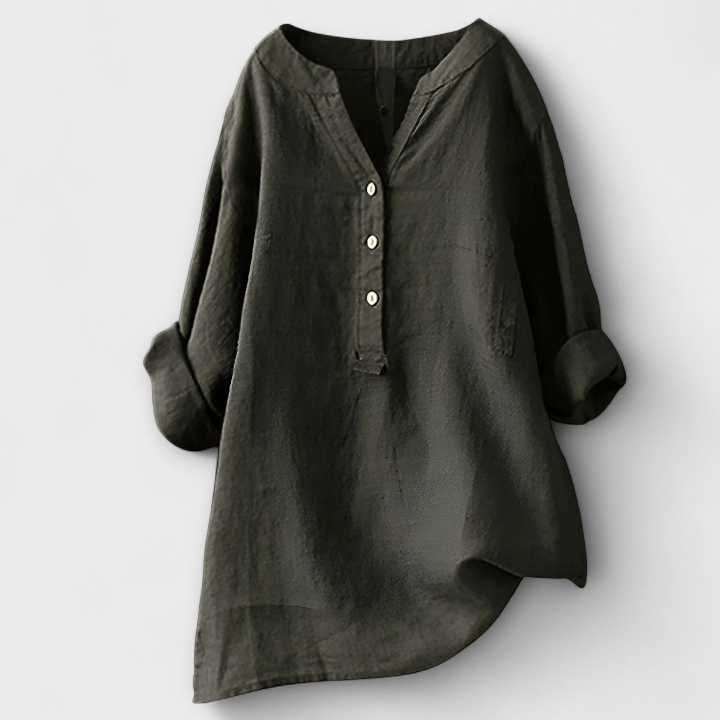 Rosmarie™ | Leinenbluse mit V-Ausschnitt und Knopfleiste