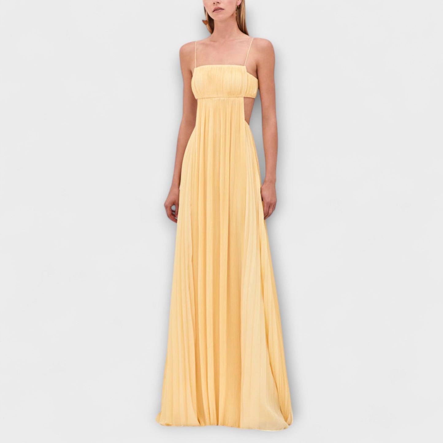 Mireille - Schickes Plissiertes Cutout Fliessendes Maxikleid