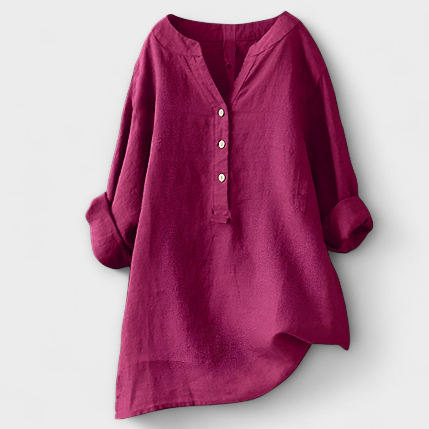 Rosmarie™ | Leinenbluse mit V-Ausschnitt und Knopfleiste