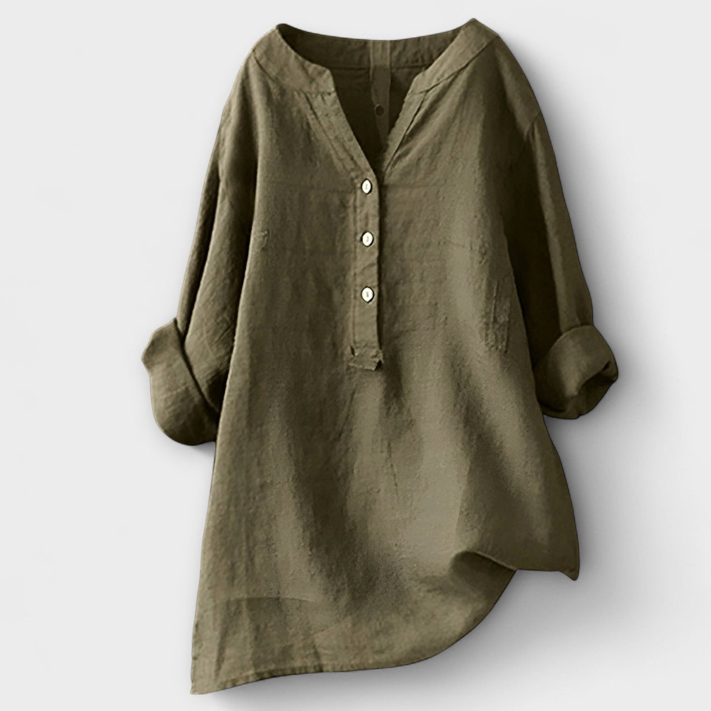Rosmarie™ | Leinenbluse mit V-Ausschnitt und Knopfleiste