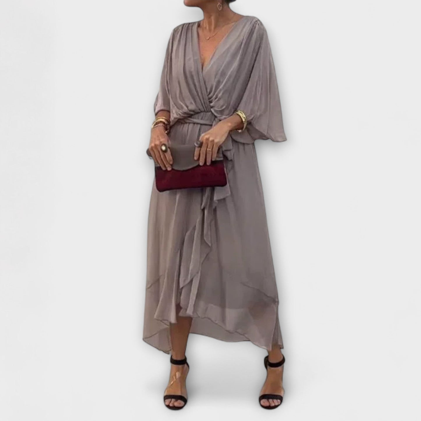 Amoura - Chiffonkleid mit V-Ausschnitt