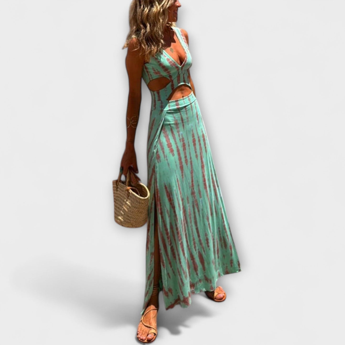Ella - Eleanor Tie-Dye Cutout Schlitz Stretchkleid