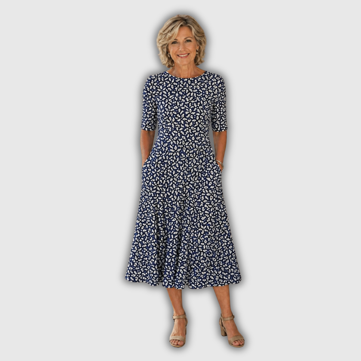 Sarah | Moeiteloze Bloemen Midi-jurk