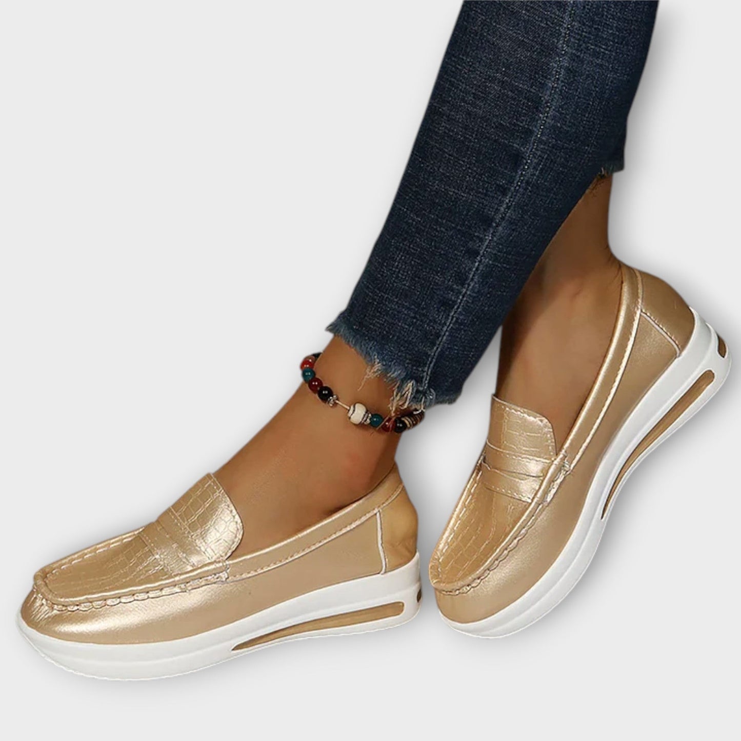 Anna - Bedruckte Naht Flache Slipper