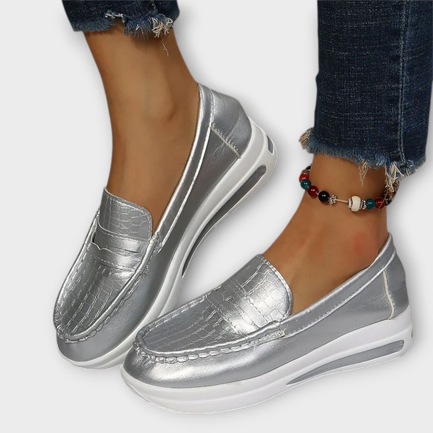 Anna - Bedruckte Naht Flache Slipper