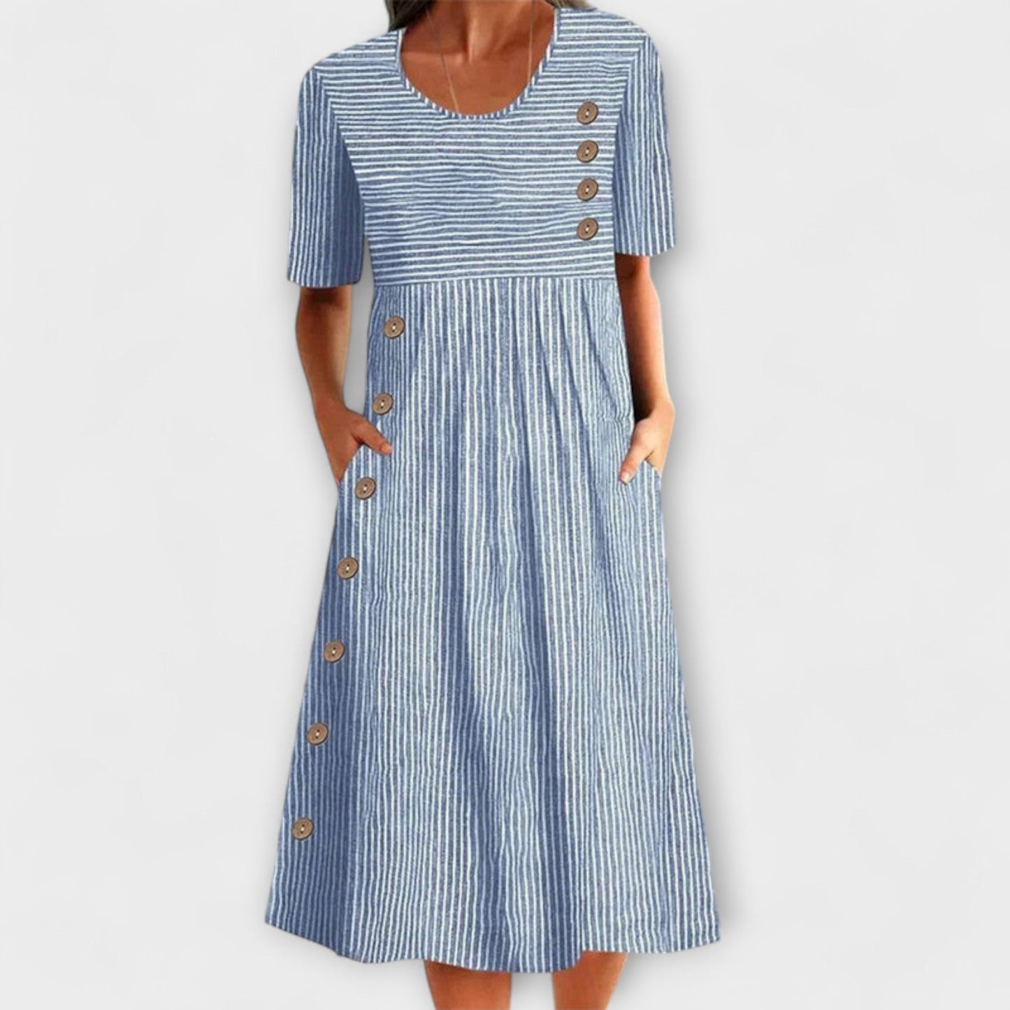 Luisa – Gestreiftes Premium-Midikleid