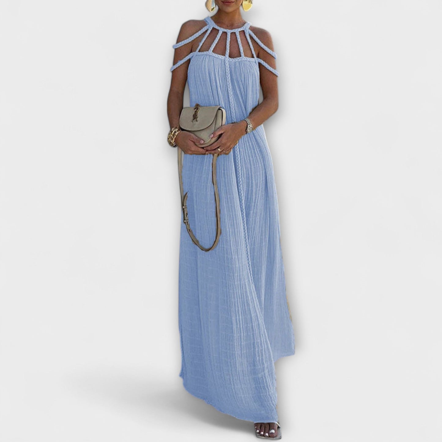 Briar - Ein schickes Maxikleid aus Mischgewebe mit drapierten Zöpfen