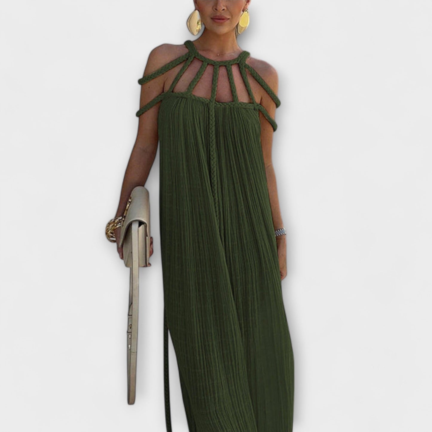 Briar - Ein schickes Maxikleid aus Mischgewebe mit drapierten Zöpfen