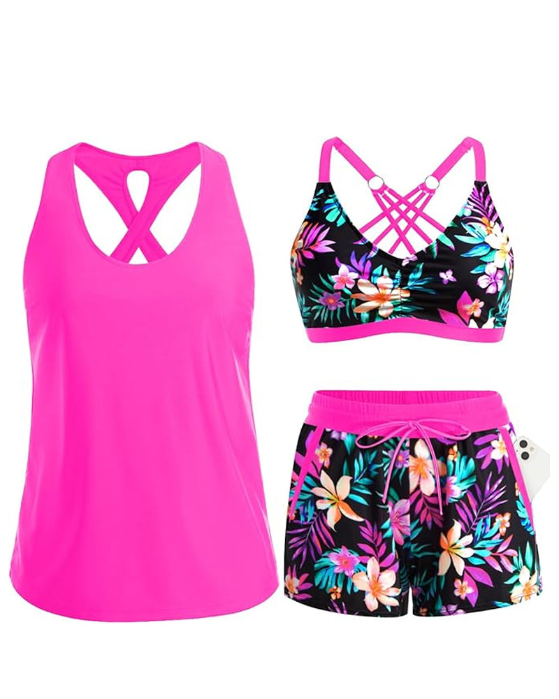 Maren | Drei-Teiliges Tankini-Bikini & Cover-Up Set