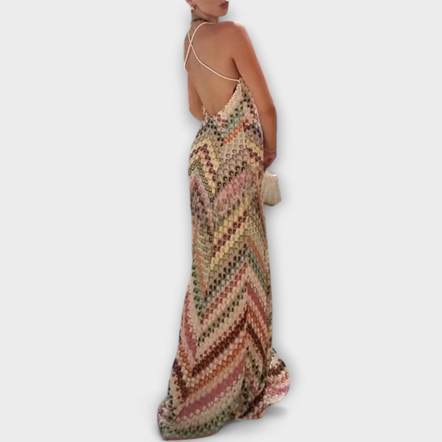 Remi - Missoni Buntes Fischgrätenmuster Maxikleid