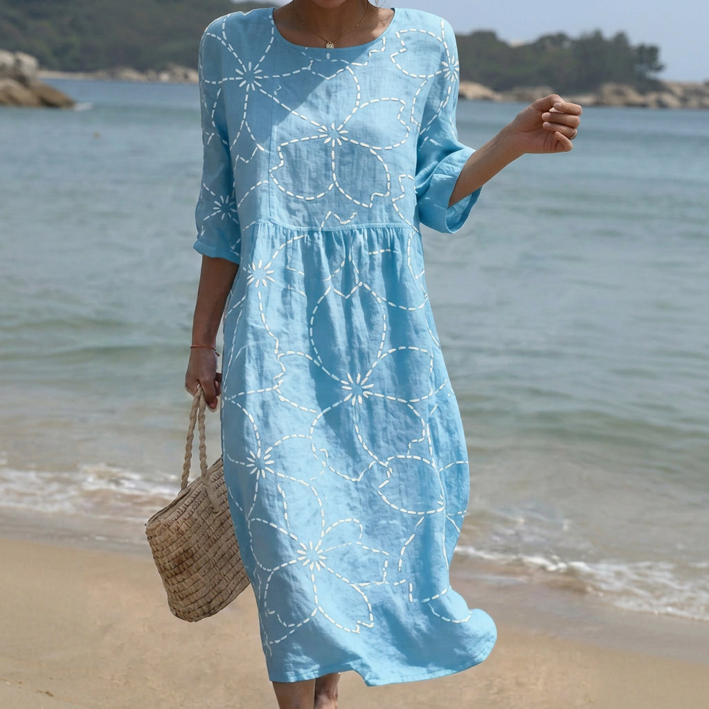 Joana - Maxikleid mit Rundhalsausschnitt und Druck