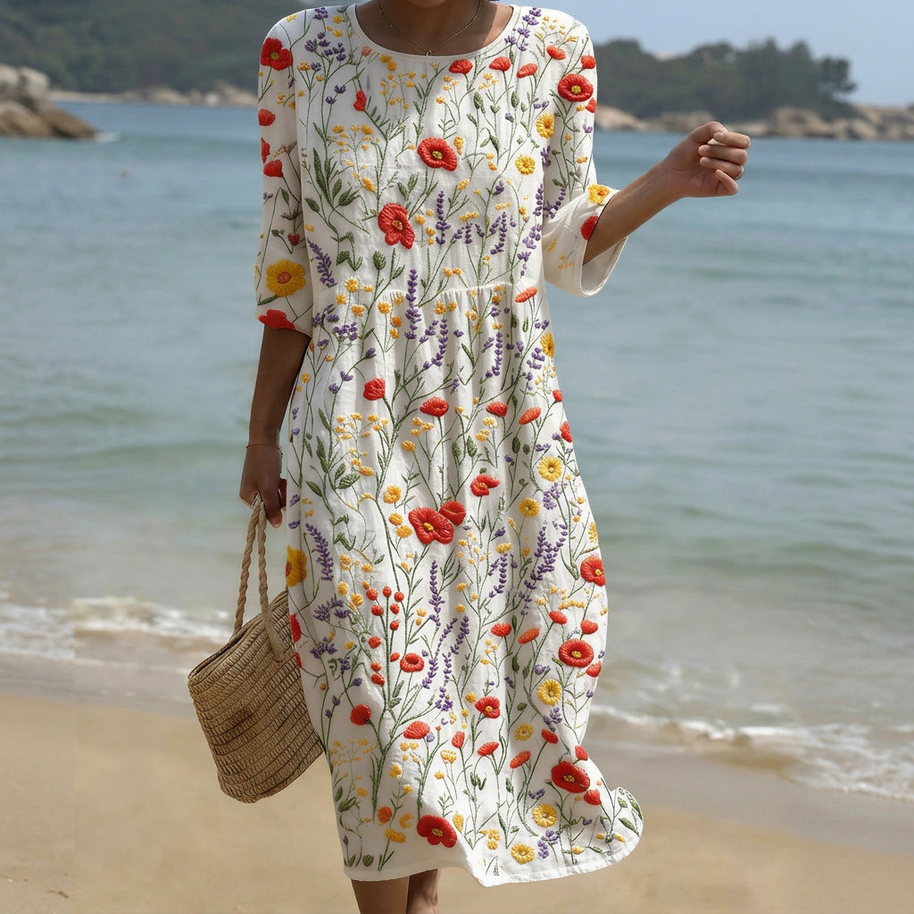 Cristina - Maxikleid mit Rundhalsausschnitt und Blumenmuster