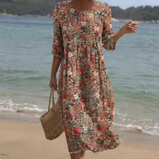 Sara - Maxikleid mit Rundhalsausschnitt und Blumenmuster