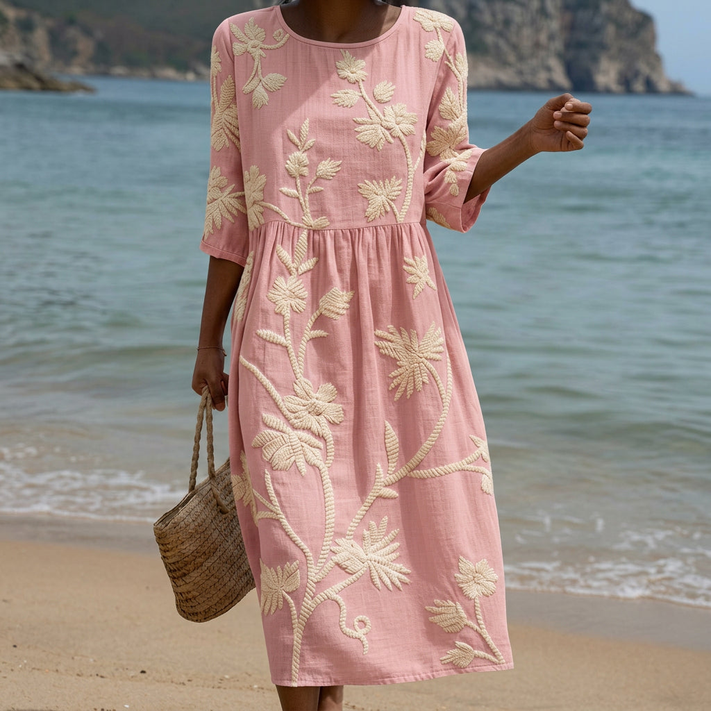 Paula - Midikleid mit Pflanzen- und Blumenmuster