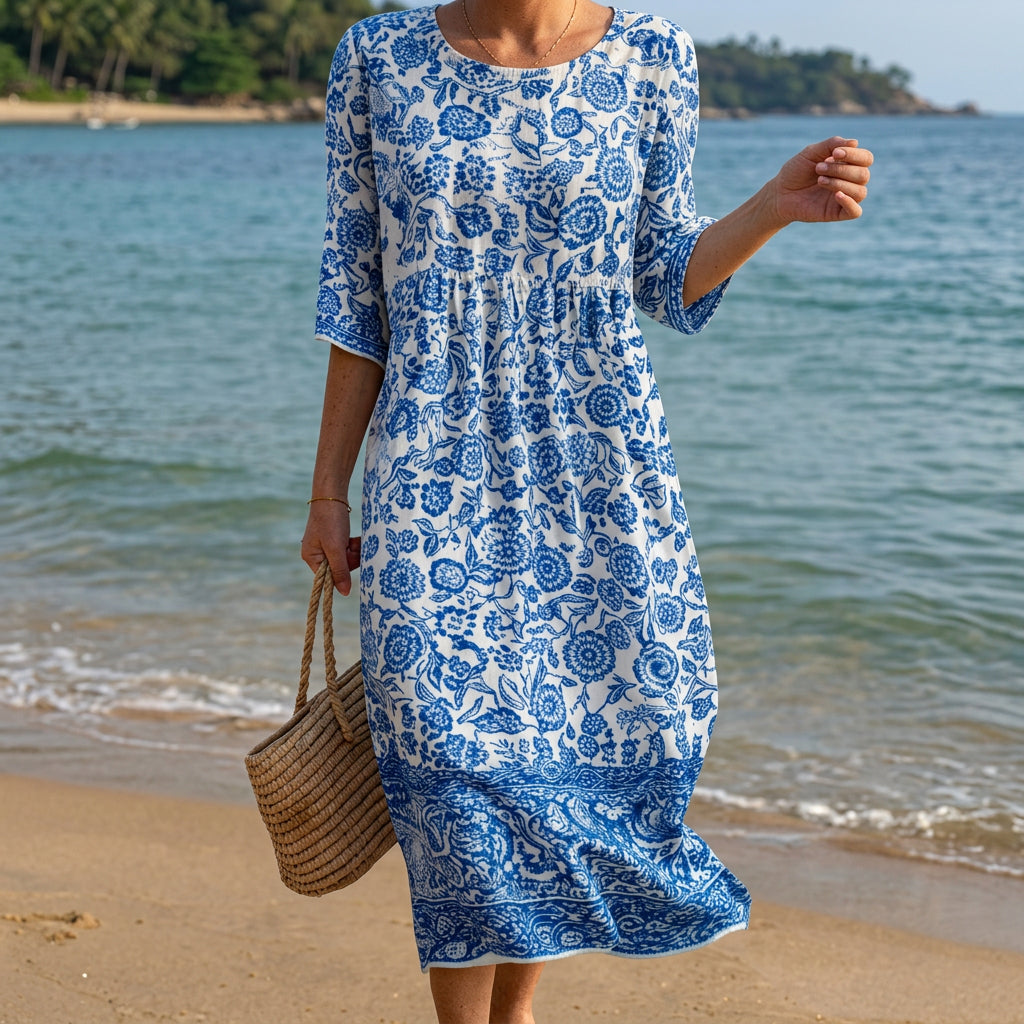 Liana - Maxikleid mit Rundhalsausschnitt und Blumenmuster