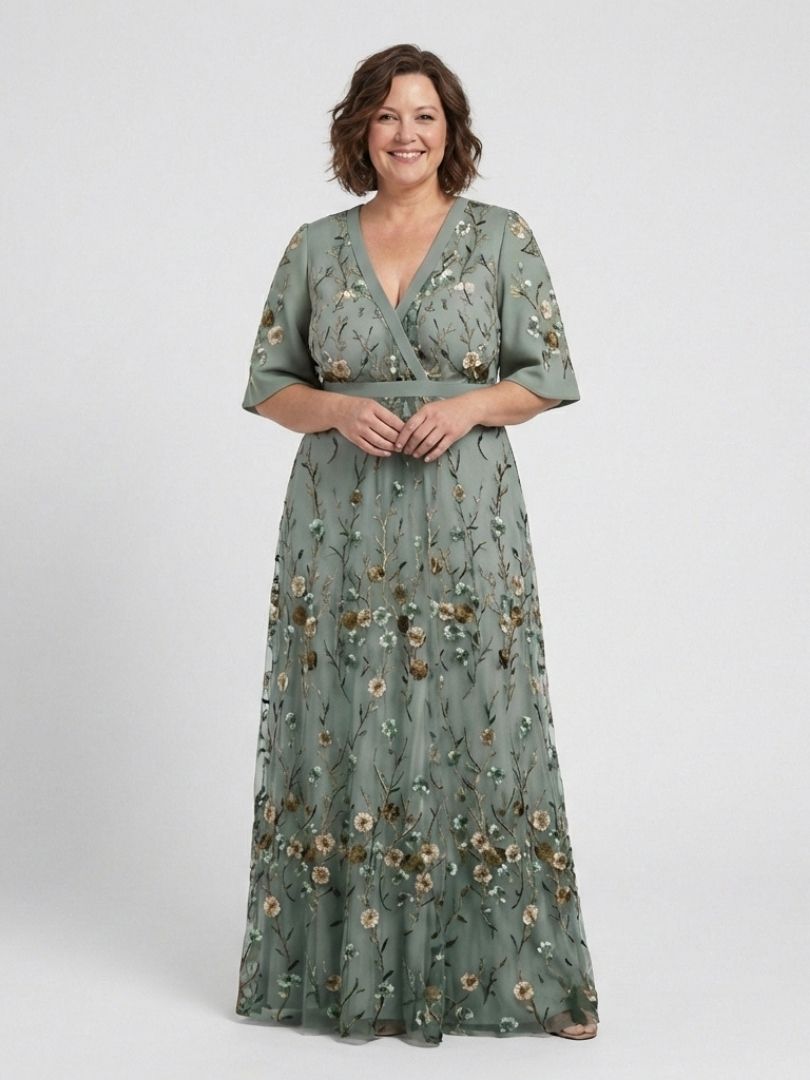 Melodi – Langes Blumenmaxikleid mit V-Ausschnitt