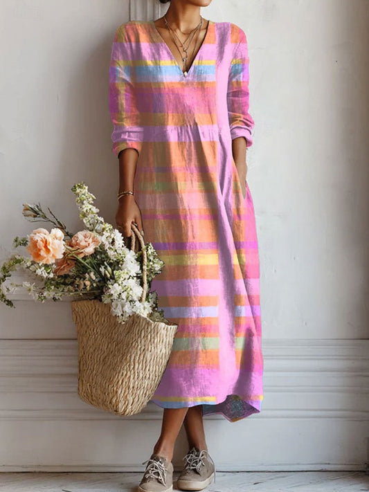 Ingeborg™ | Boho-Kleid mit Pastell-Streifen