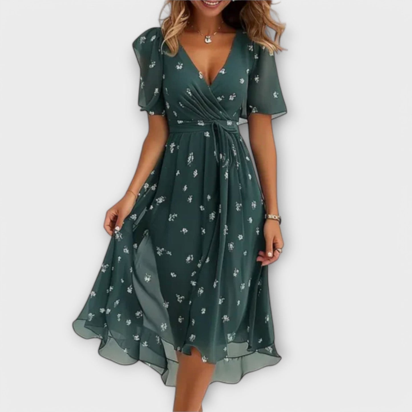 Annegret - Damen Kleid mit V-Ausschnitt