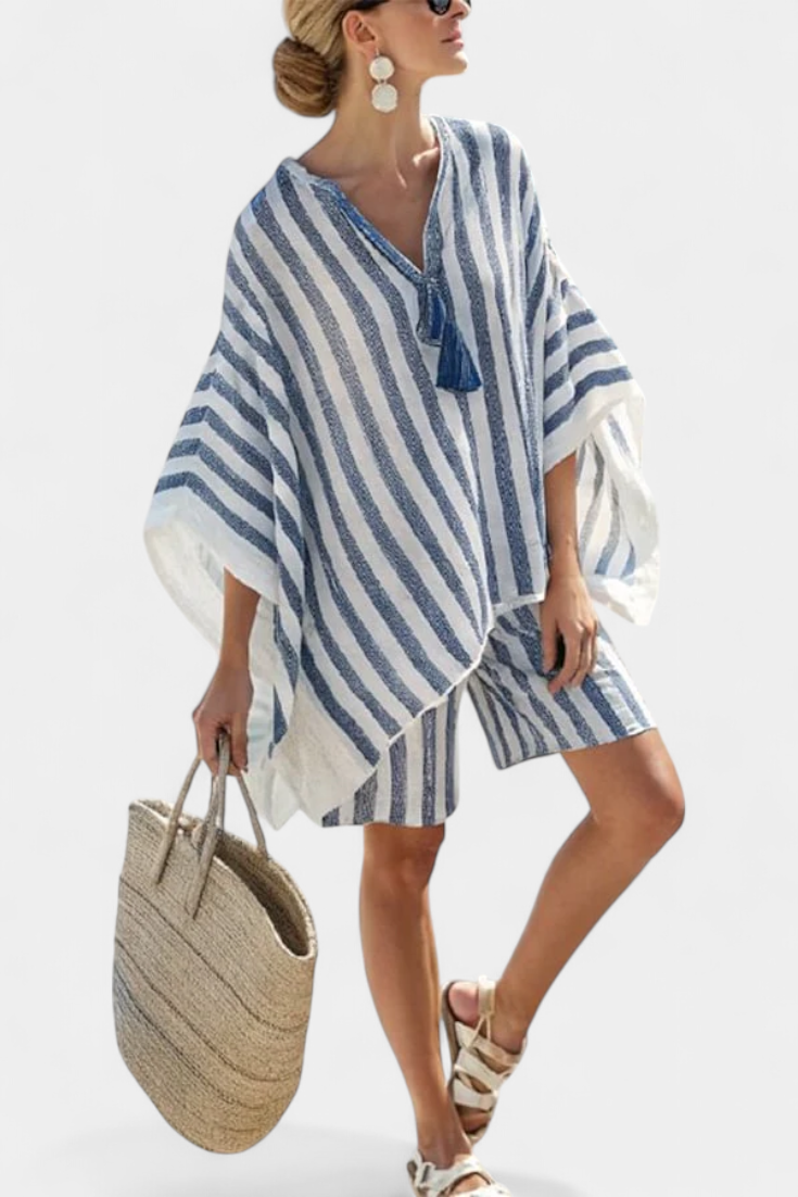 Salomé - Gestreiftes Set Bluse und Shorts