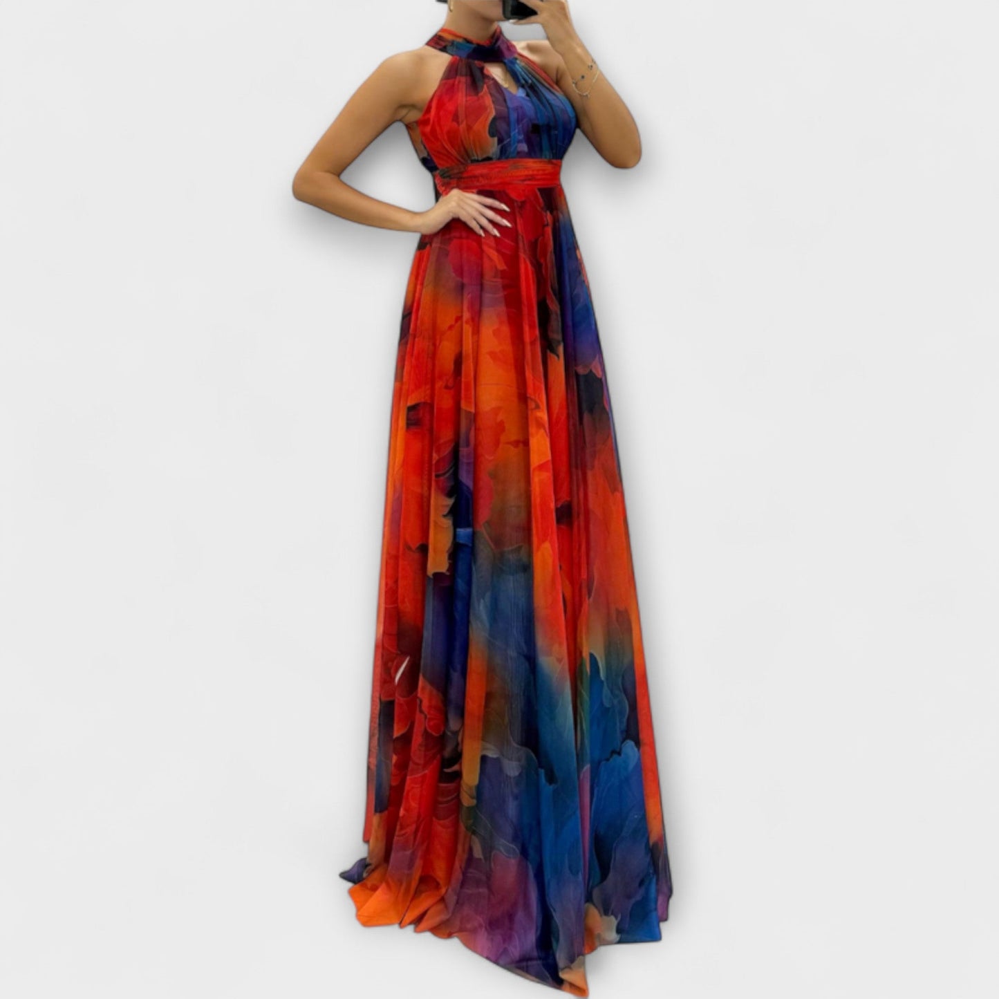 Isalie – Maxikleid aus Chiffon mit Blumenmuster