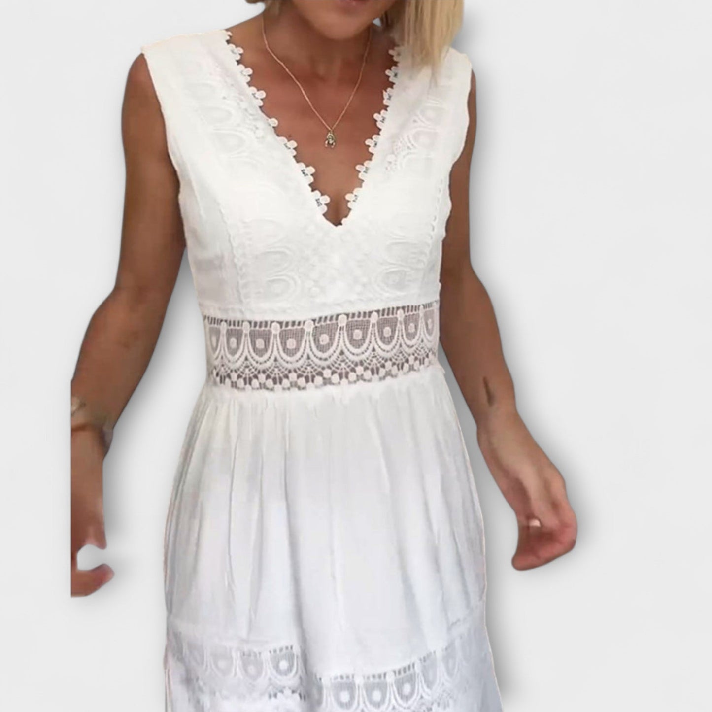 Ninfea  Ärmelloses Boho-Midikleid mit Spitzenakzenten