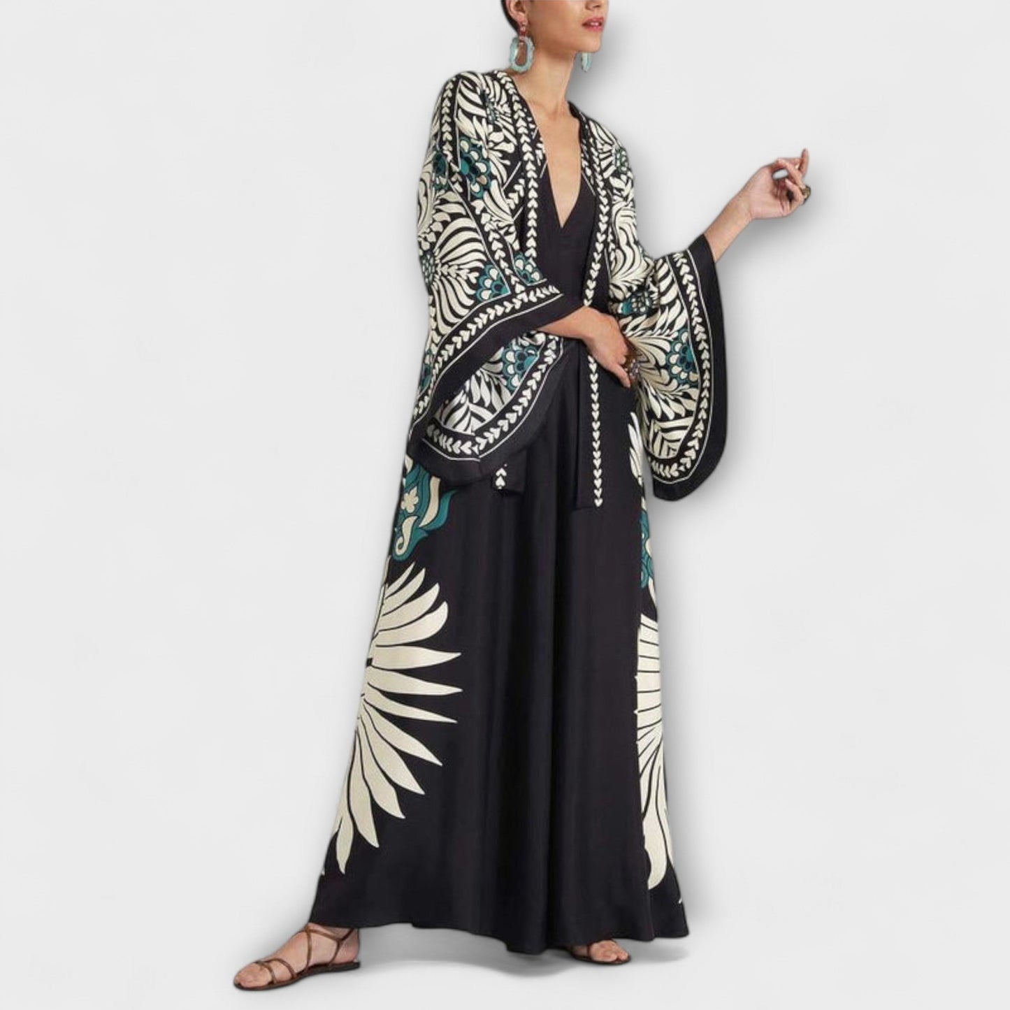 Giselle - Schickes Floral-Muster Fliessendes Maxikleid