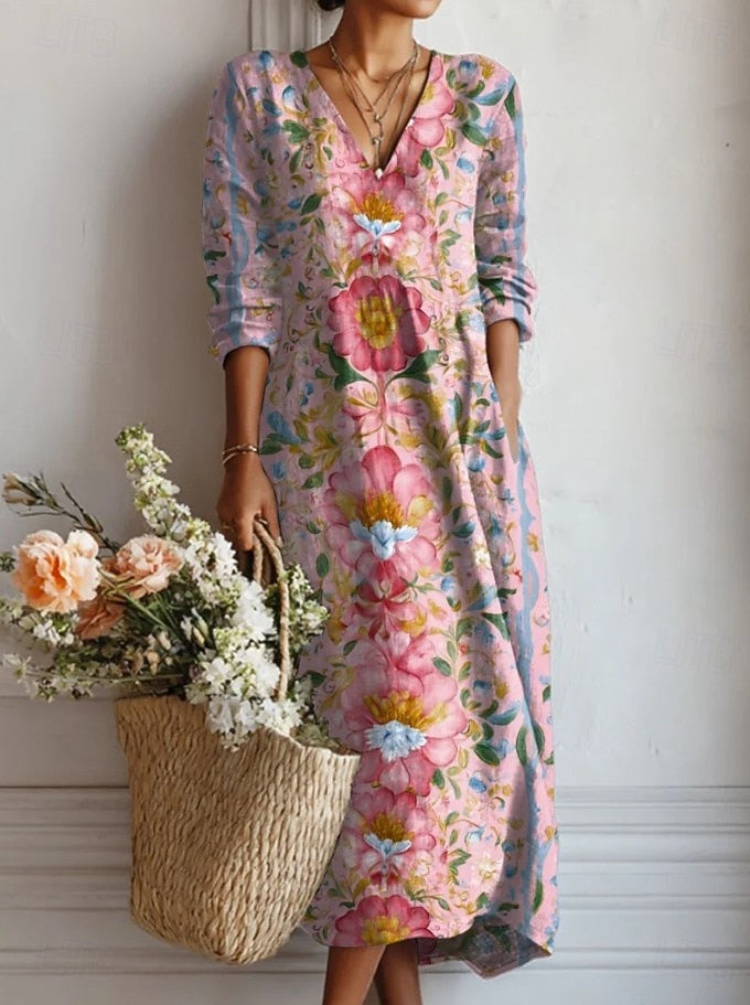 Kunigunde™ | Boho-Kleid mit Aquarell-Blüten