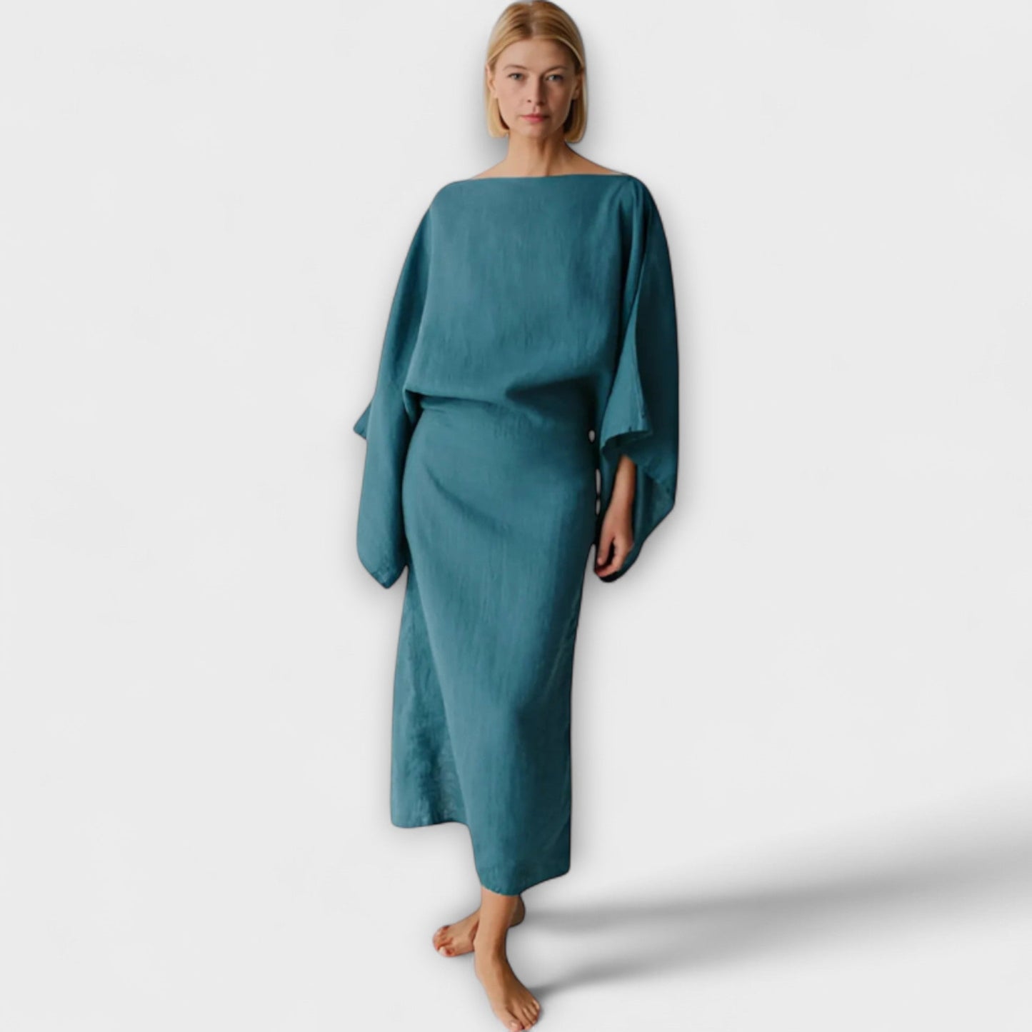 Dana - Kimono Kleid aus Leinen und Baumwolle