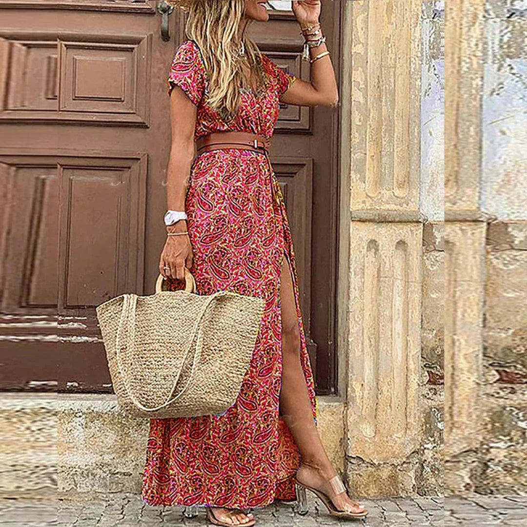 Joselin™ – Langes, luftiges Boho-Kleid mit Gürtel