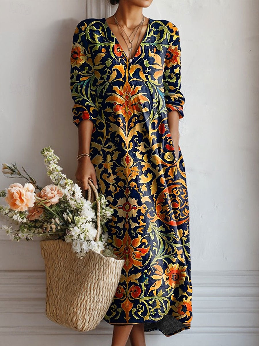 Anneli™ | Boho-Kleid mit floralem Ornamentmuster