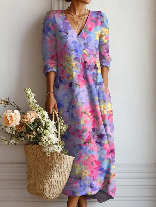 Brunhilde™ | Boho-Kleid im Aquarell-Farbverlauf