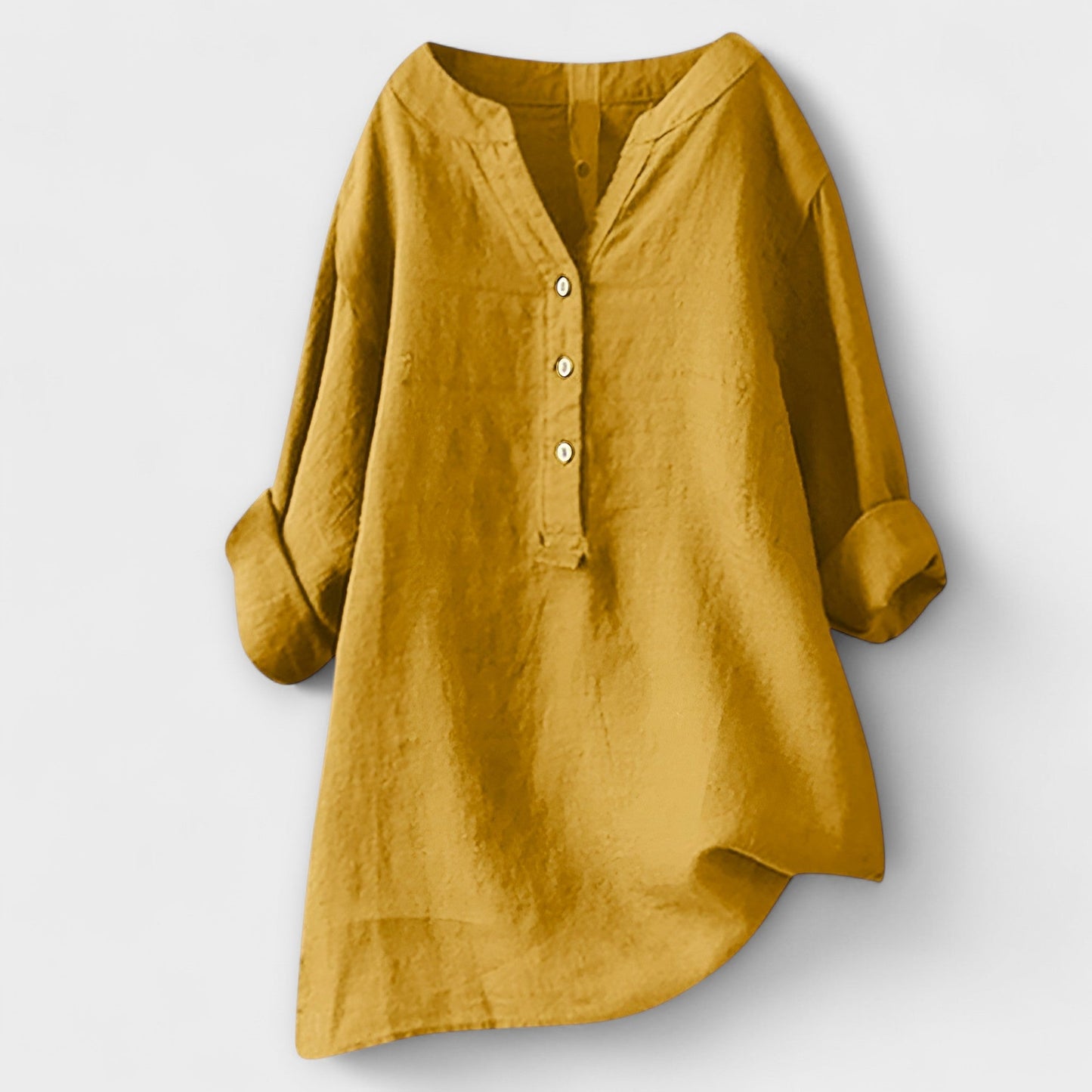 Rosmarie™ | Leinenbluse mit V-Ausschnitt und Knopfleiste