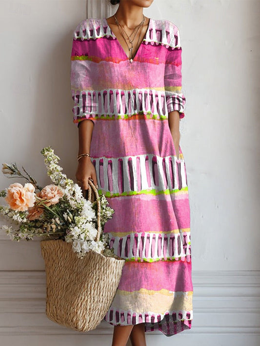 Cornelia™ | Boho-Kleid in Pink mit Streifen